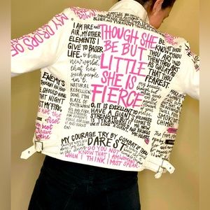 Hand Painted Leather Jacket with Shakespeare Quotes